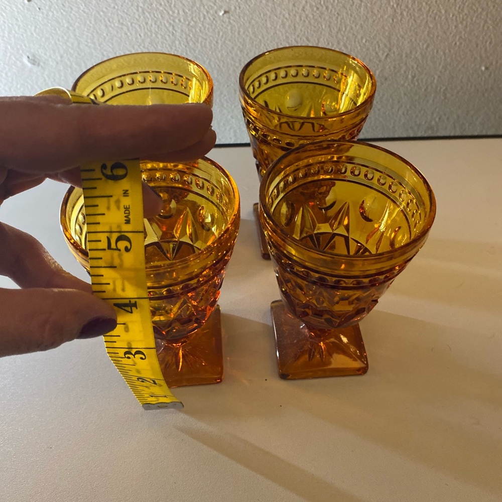 Set of Amber Glass Goblets